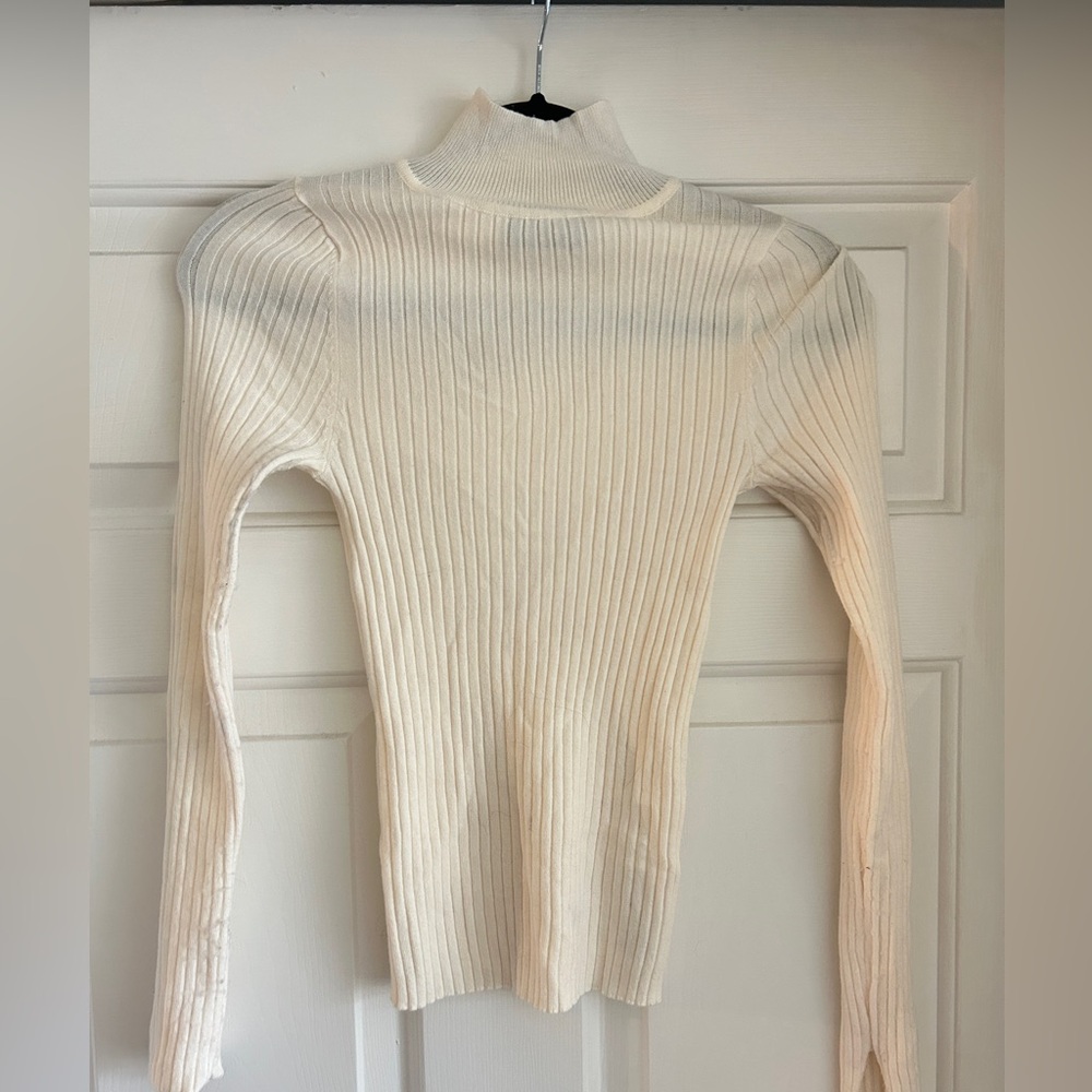 ASOS DESIGN High Neck Rib Sweater in Cream